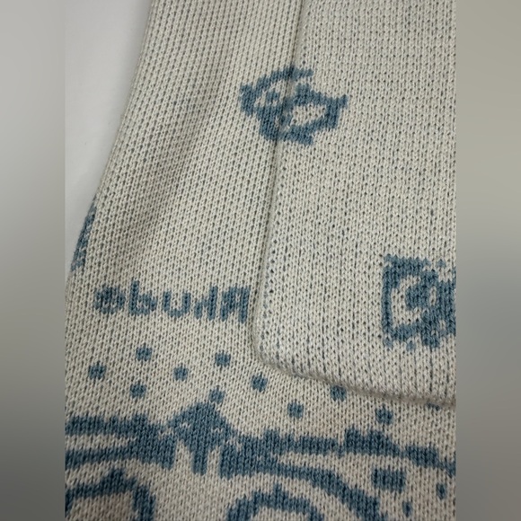 RHUDE Men's Blue Cream Button Down Banco Knit Short Sleeve Shirt Size Med - Picture 9 of 12